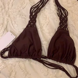 Mikoh Burgundy Macrame Triangle Bikini Top